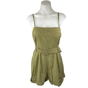 Asos Design Women's Green Sleeveless Belted Cami Camisole Romper Shorts Size 6